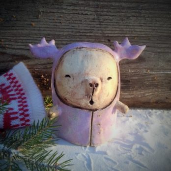 ceramiczny renifer rozowy